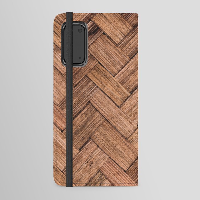 Rustic Woven Wood Android Wallet Case