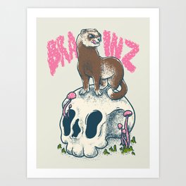 Ferret craving for Brains | Cute adorable furry creature ruthless killer Dook Dooking Art Print