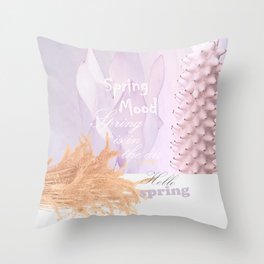 Spring-mood, hello-spring, spring-is-coming, spring, quotes, collage, cyclamen lilac, society6 Throw Pillow