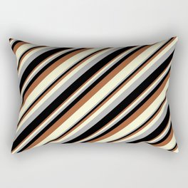 [ Thumbnail: Sienna, Light Yellow, Dark Grey, and Black Colored Stripes Pattern Rectangular Pillow ]