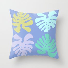 Monsteras on Periwinkle Throw Pillow