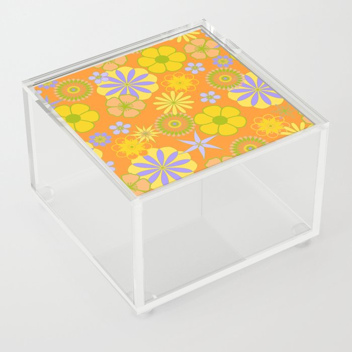 Mod Floral - Orange-Lavender Acrylic Box