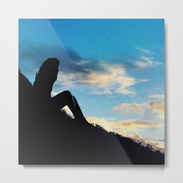 Evening Sunset Landscape - Mountain Girl Metal Print | Naturalgift, Sunset, Brightnight, Darkmountains, Mountaingirl, Beautifulheaven, Night, Cloudysummer, Sky, Beforestorm 