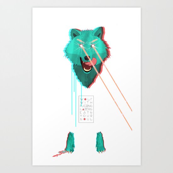 Wolf With F**king lasers Art Print