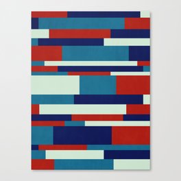 Modern Blue Red White Stripes 002 Canvas Print