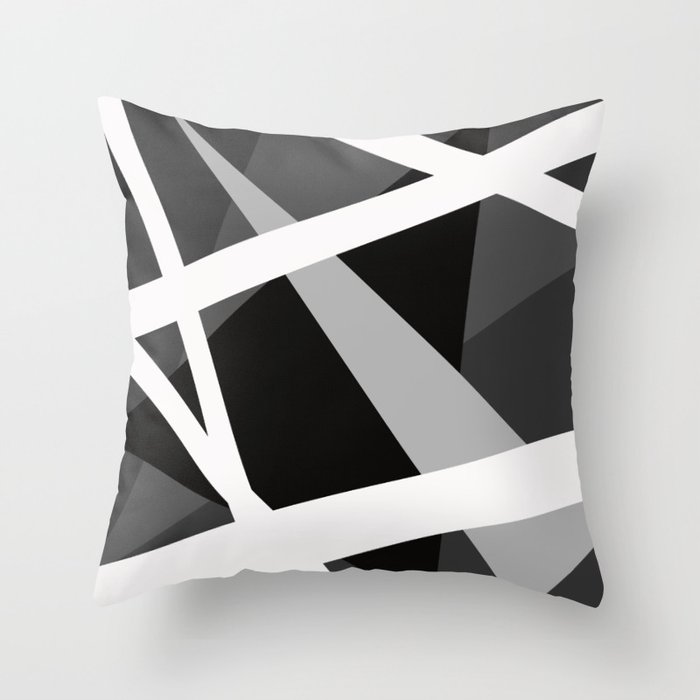 Inverted Abstract Grayscale Geometric Lines Throw Pillow