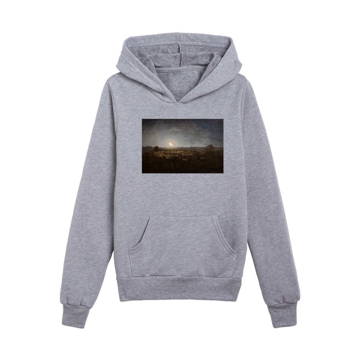 Jean-Francois Millet - The Sheepfold, Moonlight 1872 Kids Pullover Hoodie