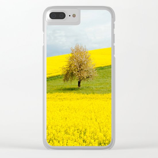 Tree in Yellow Field Clear iPhone Case