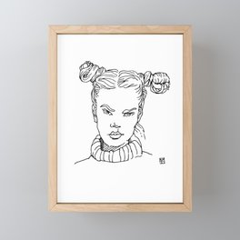Young woman with pigtails Framed Mini Art Print