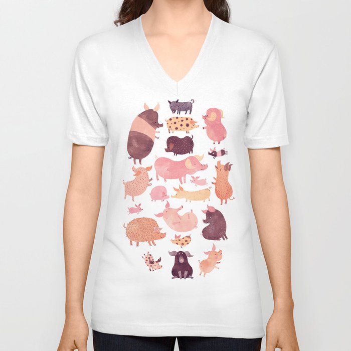 Pig Pig Pig V Neck T Shirt