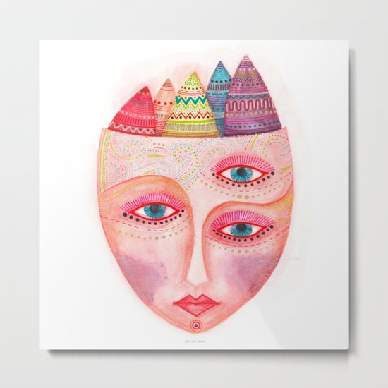 girl with the most beautiful eyes mask portrait Metal Print