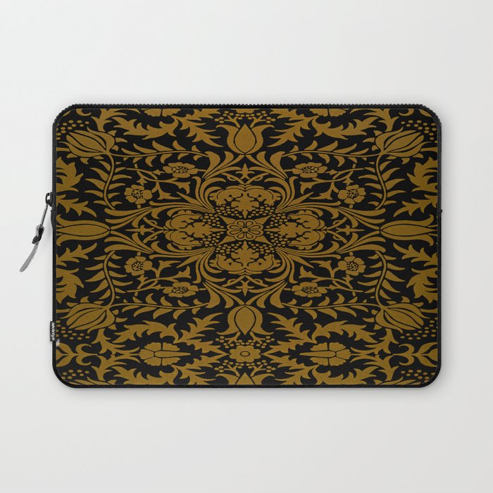 William Morris Black And Gold Floral Pattern Vintage Victorian Design Laptop Sleeve