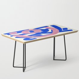 Tribal Pink Blue Fun Colorful Mid Century Modern Abstract Painting Shapes Pattern Coffee Table