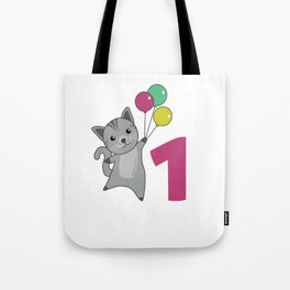 Cat First Birthday Balloons For Kids Tote Bag