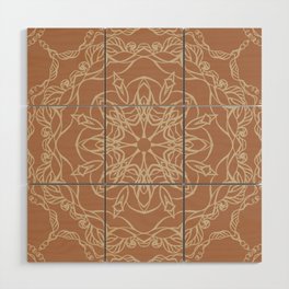 Winter flowers-Softness Trendy abstract, warmth,  mandala tattoo in caramel Wood Wall Art