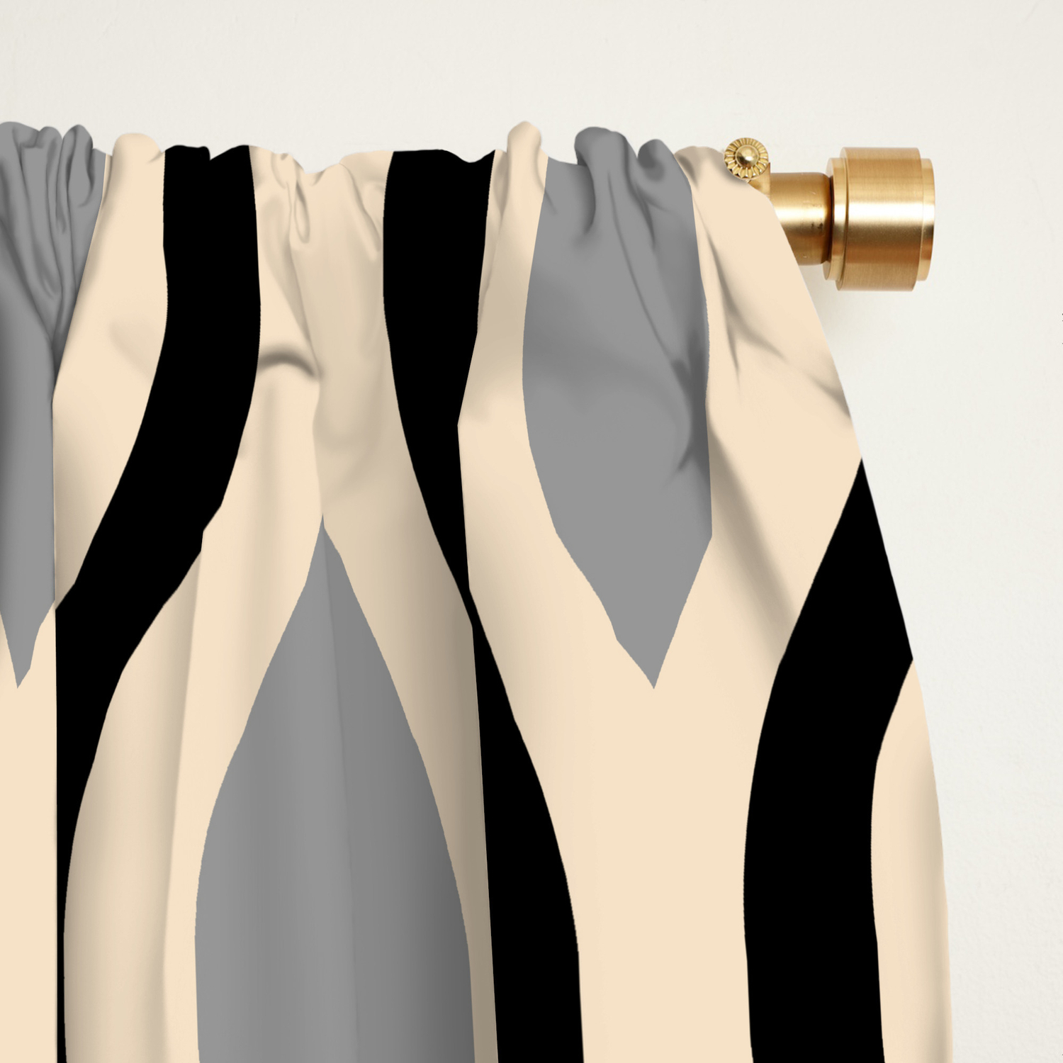 Retro Ogee Pattern 447 Black Beige And Gray Blackout Curtain By