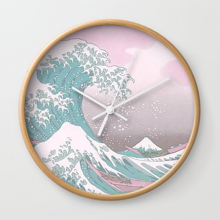 Pastel Great Wave off of Kanagawa  Wall Clock