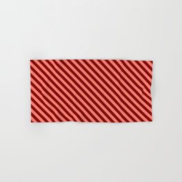 [ Thumbnail: Maroon & Salmon Colored Lined Pattern Hand & Bath Towel ]
