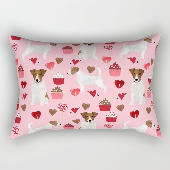 Jack Russell Terrier valentines day cupcakes and hearts love pattern gifts for dog lovers Rectangular Pillow