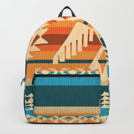 Navajo style abstract seamless pattern with eagle and traditional geometric motifs Backpack
