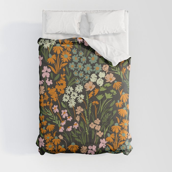 Night in the flowered meadow Comforter