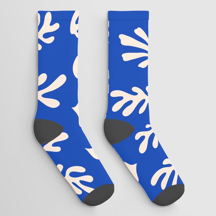 Henry Matisse Inspired Seaweed Pattern Blue Socks