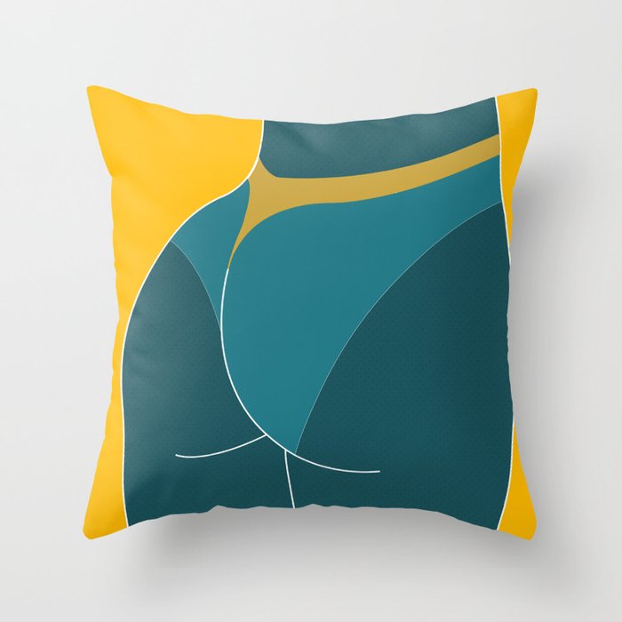 TTAN LINESS - Summer, Illustration, Booty, Cheeky, Fun, Cute Throw Pillow