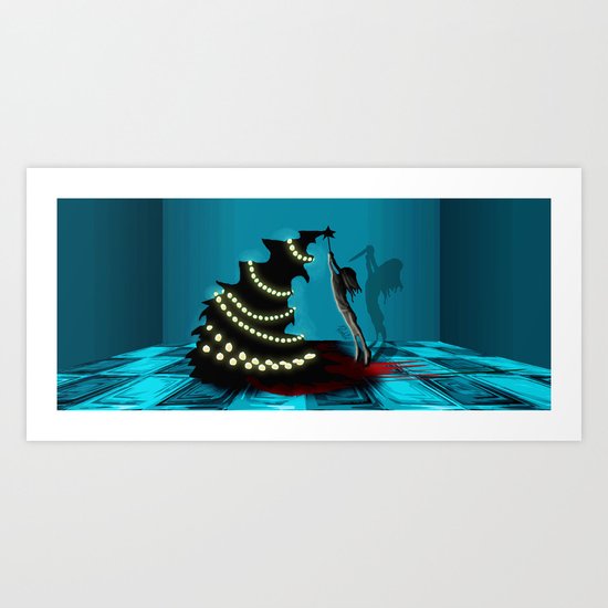 BLACK XMAS: Decorating the Christmas Tree Art Print
