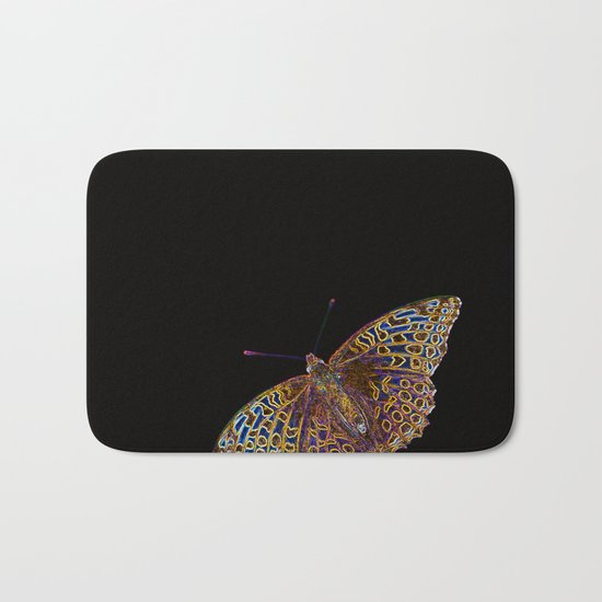 Butterfly on a black background Bath Mat