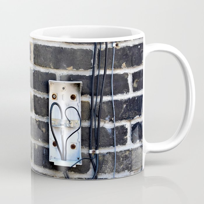 Rustic City Brick Wall with Electrical Box and Wires Coffee Mug
