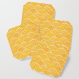 Japanese Seigaiha Wave – Marigold Palette Coaster