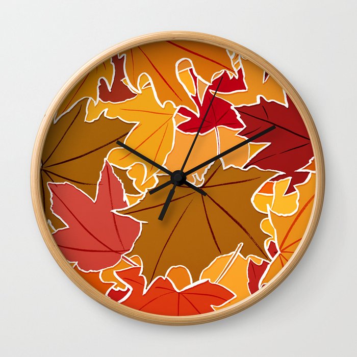 Autumn Leaves Wall Clock