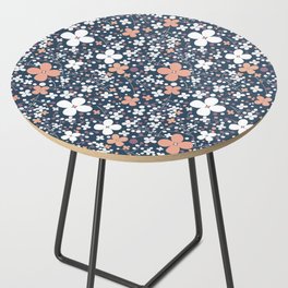 Kaori Japanese small flowers pattern design on dark background Side Table