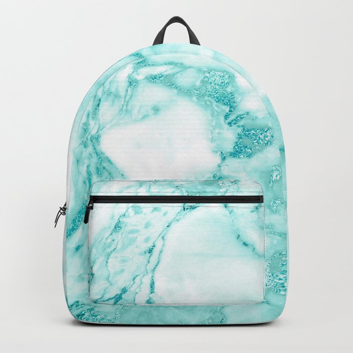 Teal Mermaid Glitter Marble Backpack