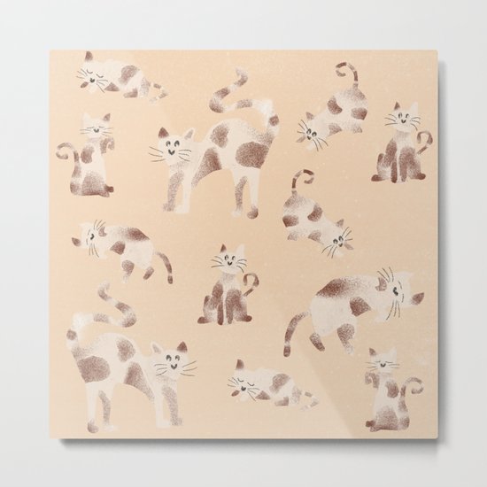 Playful Kitty Pattern Metal Print