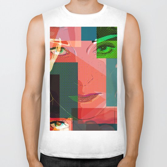 Eyes Pop art Biker Tank