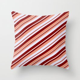 [ Thumbnail: Lavender, Maroon, and Dark Salmon Colored Striped/Lined Pattern Throw Pillow ]