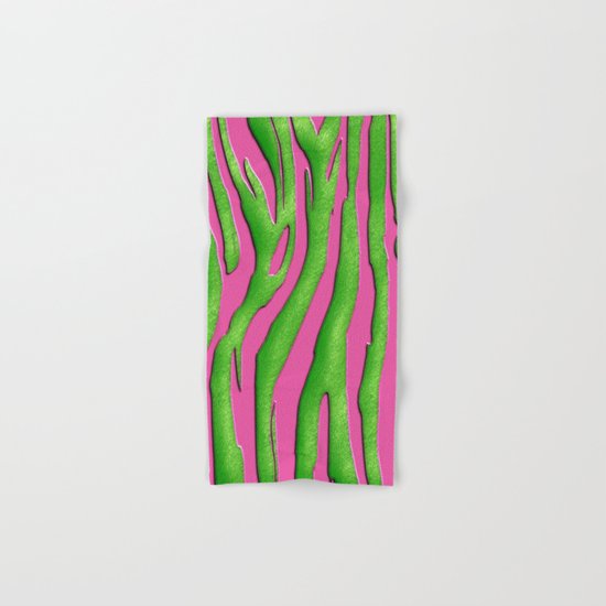 Bright Pink & Green Zebra Print Hand & Bath Towel
