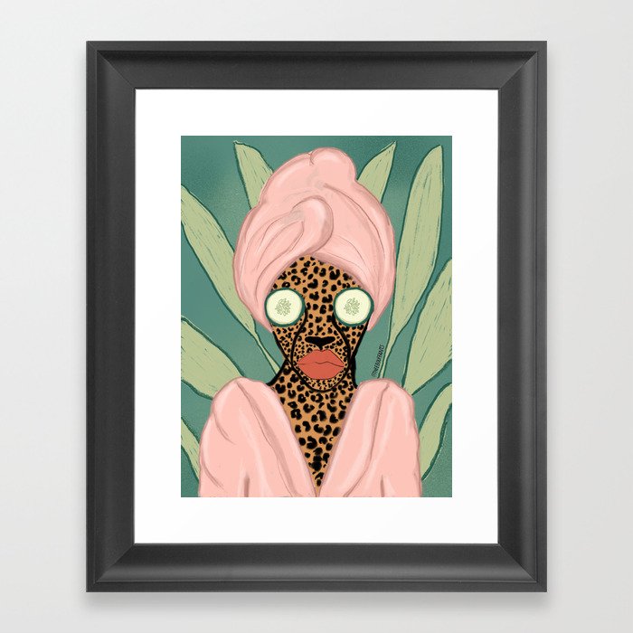 Spa Day Cheetah Framed Art Print