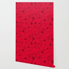 Elegant Floral Pattern Fuxia Color Simple Flower Pattern Wallpaper