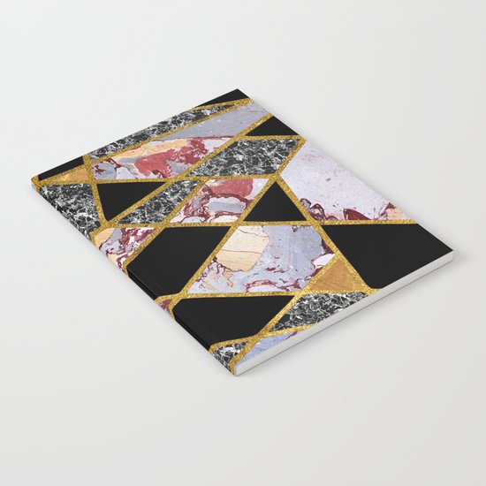 Abstract #486 Shards of Onyx, Marble & Gold Notebook