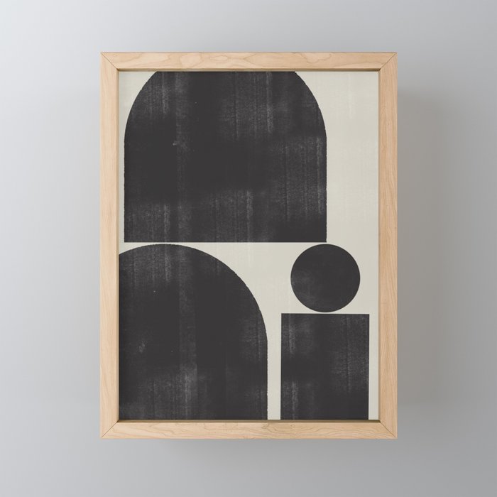 Black and Beige Shape Study No 2 Framed Mini Art Print