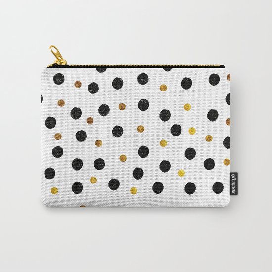 Black & Gold Glitter Confetti on white background- Elegant pattern Carry-All Pouch