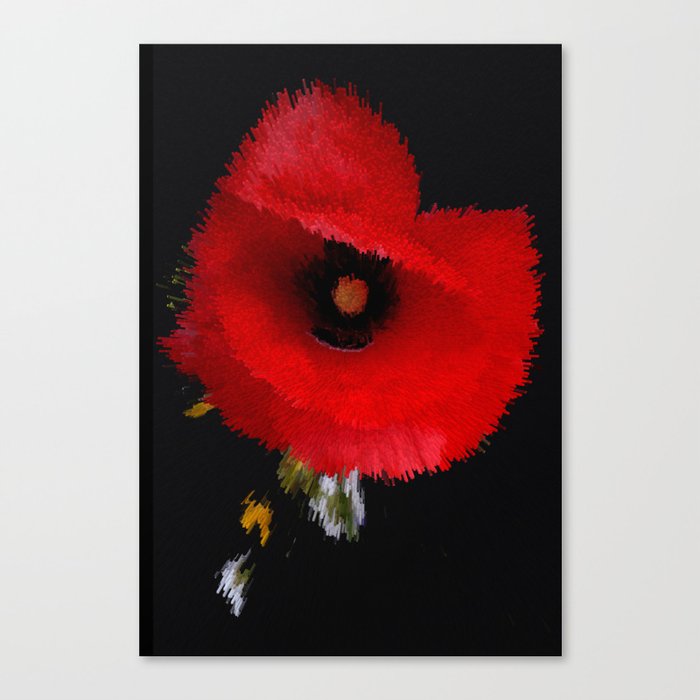 Red poppy explosion pixel art Canvas Print
