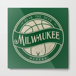 Milwaukee basketball green vintage logo Metal Print | Greekfreak, Graphicdesign, Fearthedeer, Milwaukeelogo, Creamcity, Antetokounmpo, Giannis, Milwaukee, Retrographic, Buckslogo 