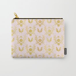 Luxe Rose Gold Foil Floral Lattice Seamless Vector Pattern, Drawn Damask Carry-All Pouch