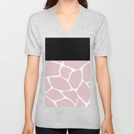 Black White & Lavender Stone Tiling V Neck T Shirt