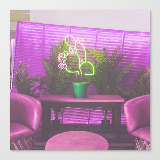 Neon Cactus Canvas Print