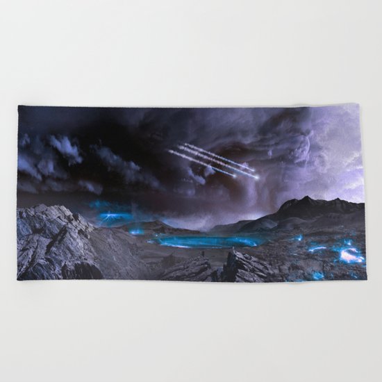 Extraterrestrial Landscape : Galaxy Planet Beach Towel