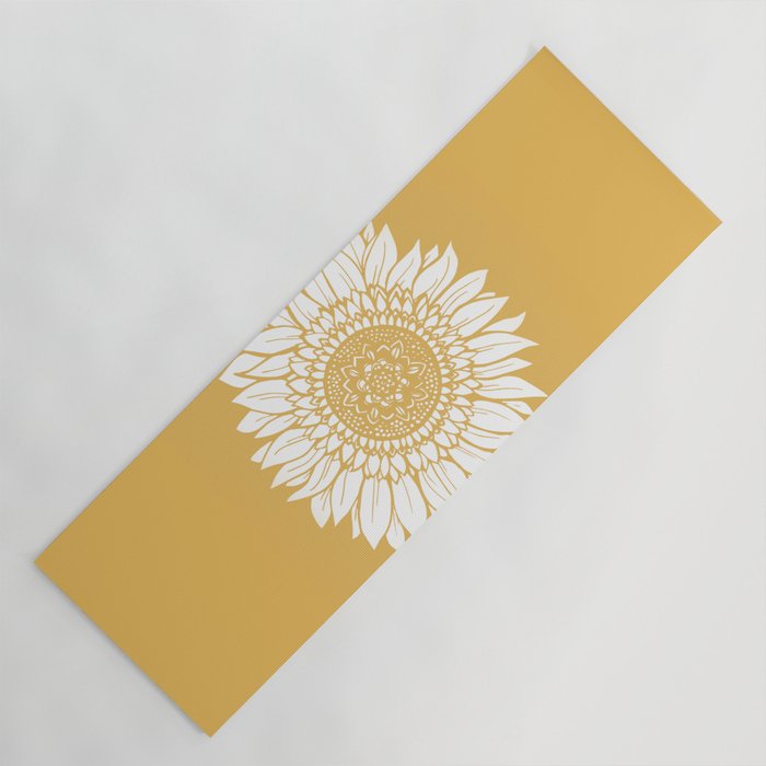 Yellow Sunflower Drawing Yoga Mat